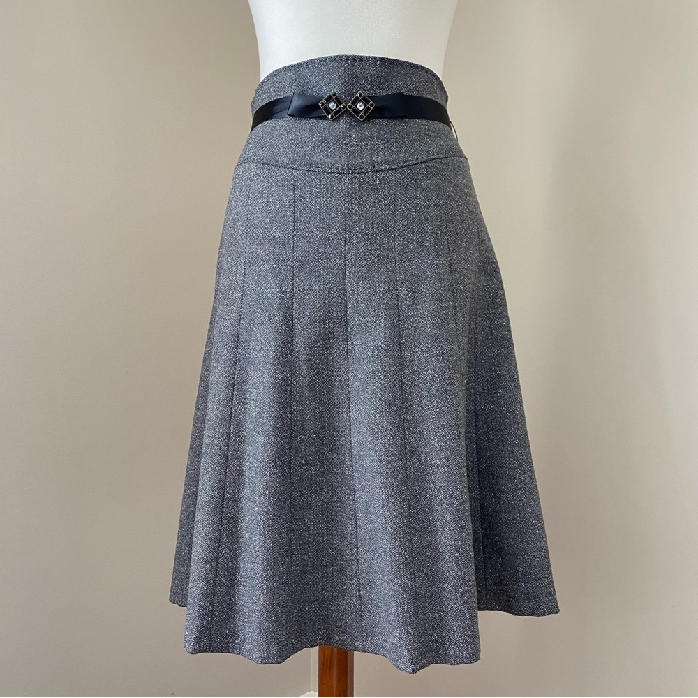 Rebecca Taylor Charcoal A-Line Skirt with Belt Detail